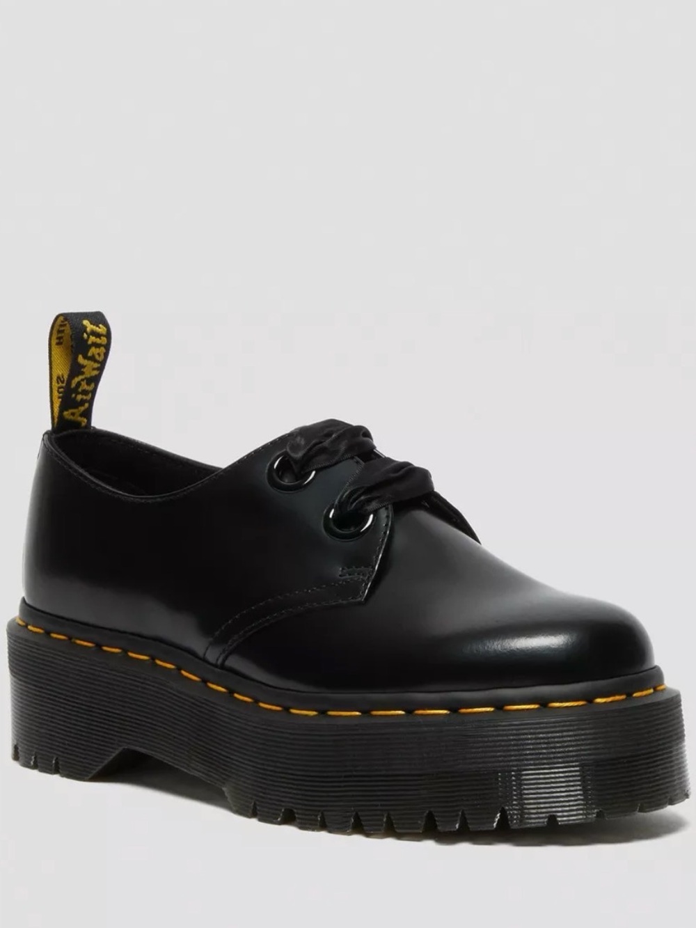 Dr. Martens Holly Women's Leather Platform Shoes in Black Size 9